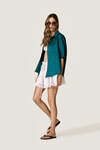 White Linen Mini Skirt with Lace Inserts