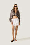 White Linen Mini Skirt with Chantilly Lace