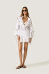 White Linen Mini Skirt with Chantilly Lace
