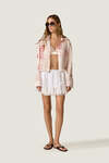 White Linen Mini Skirt with Chantilly Lace