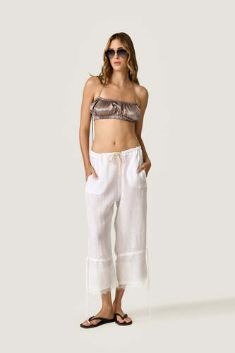 Linen Trousers with Chantilly Lace - PNK Casual