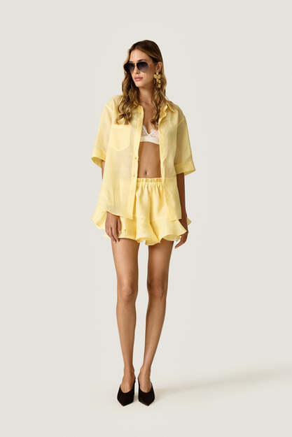 Yellow Oversized Shirt with Fluid Silhouette