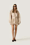 Beige Oversized Blouse with Drawstrings