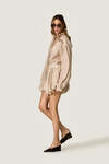 Beige Oversized Blouse with Drawstrings