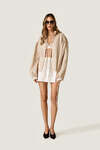 Beige Oversized Blouse with Drawstrings