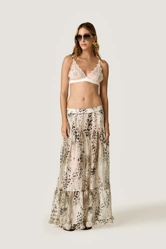 Printed Silk Blend Maxi Skirt - PNK Casual