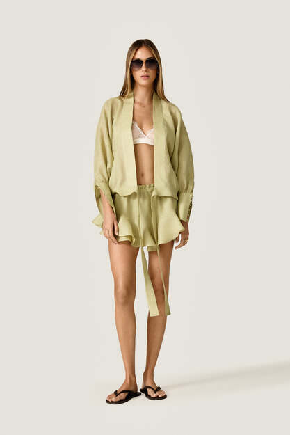 Pistachio Green Ruffle Shorts