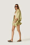 Pistachio Green Wrap Blouse With Long Sleeves