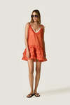 Coral Ruffle Mini Dress