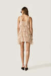 Beige Chantilly Lace Mini Dress with Ruffles