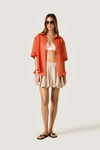 Coral Oversized Shirt with Fluid Silhouette - PNK Casual