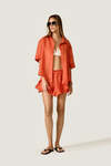 Coral Viscose Ruffle Shorts