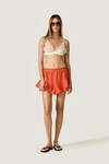 Coral Viscose Ruffle Shorts