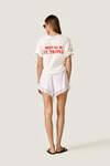 White Linen Shorts with Lace Inserts