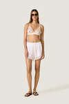 White Linen Shorts with Lace Inserts