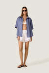 White Linen Shorts with Lace Inserts