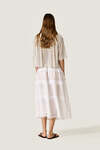 White Linen Midi Skirt with Lace Inserts