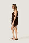 Brown Chantilly Lace Mini Dress with Ruffles