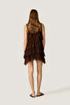 Brown Chantilly Lace Mini Dress with Ruffles