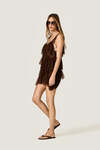 Brown Chantilly Lace Mini Dress with Ruffles
