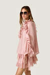 Romantic Rose Linen Ruffle Blouse