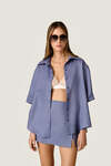 Dusty Blue Oversized Shirt with Fluid Silhouette
