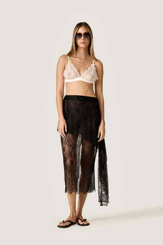 Black Sheer Lace Skirt - PNK Casual