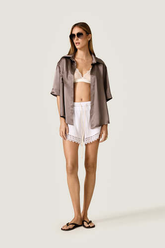 Silk Oversized Shirt with Fluid Silhouette - PNK Casual