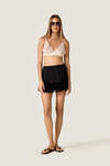 Black Linen Mini Skirt with Chantilly Lace