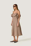 Backless Taupe Beige Cotton Midi Dress
