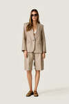 Beige Striped Open-Back Blazer