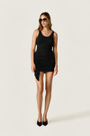Black Draped Mini Dress with Open Back