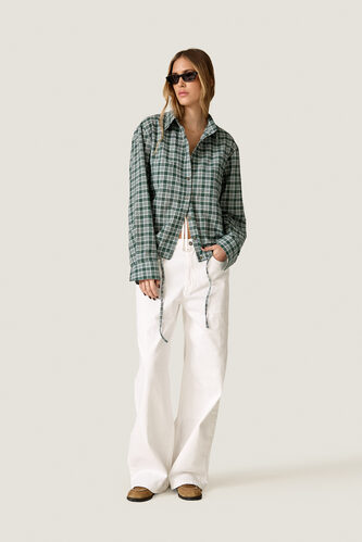Green Check Shirt with Adjustable Drawstring - PNK Casual