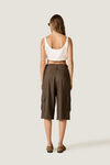 Wide-Leg Cropped Cargo Trousers