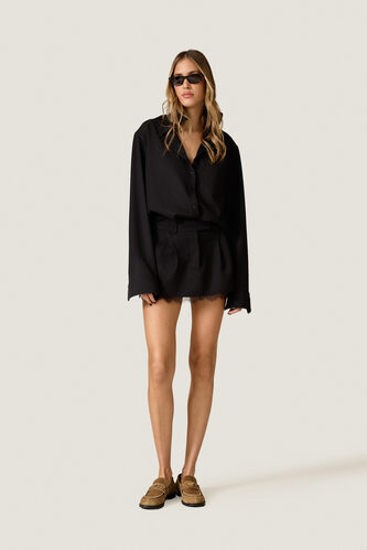 Black Mini Skirt with Lace Detail - PNK Casual