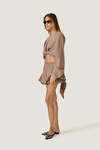 Taupe Beige Cotton Ruffled Shorts